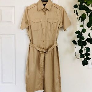 Brooks Brothers Khaki Safari Shirt Dress Size 4